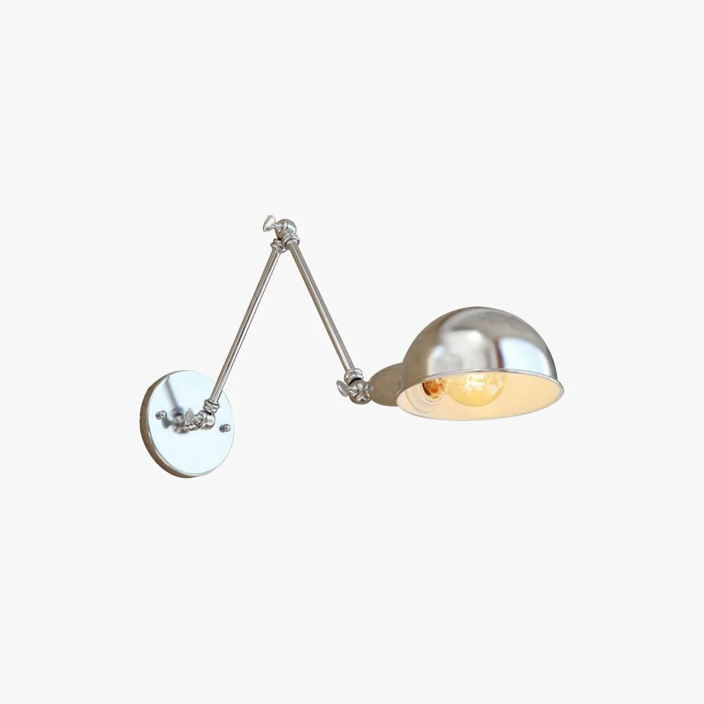 Convenient Brady Wall Lamp Dome Minimalist Adjustable Metal Silver Bedroom Artisan
