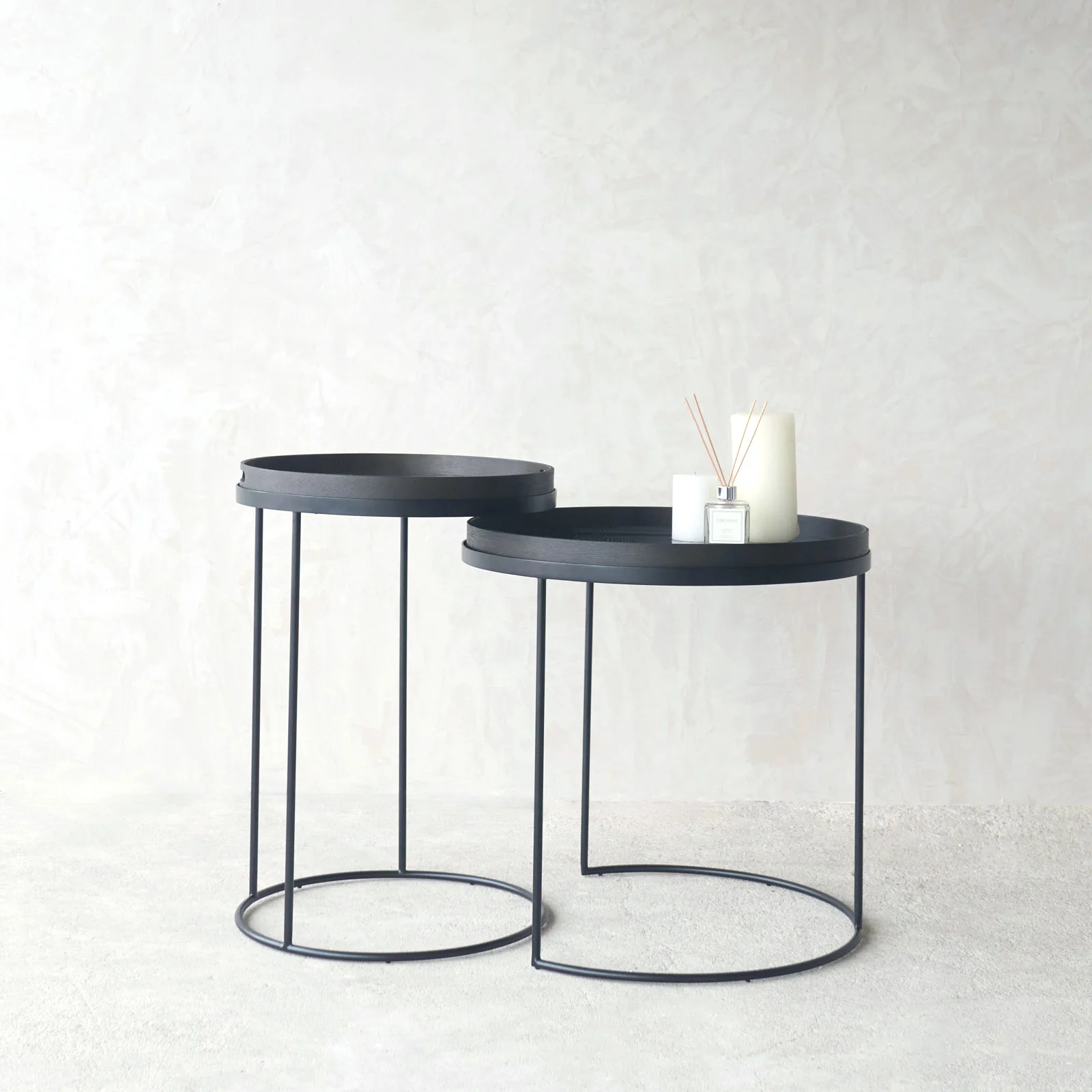 Modern Tray Side Table Round – Set of 2 Durable