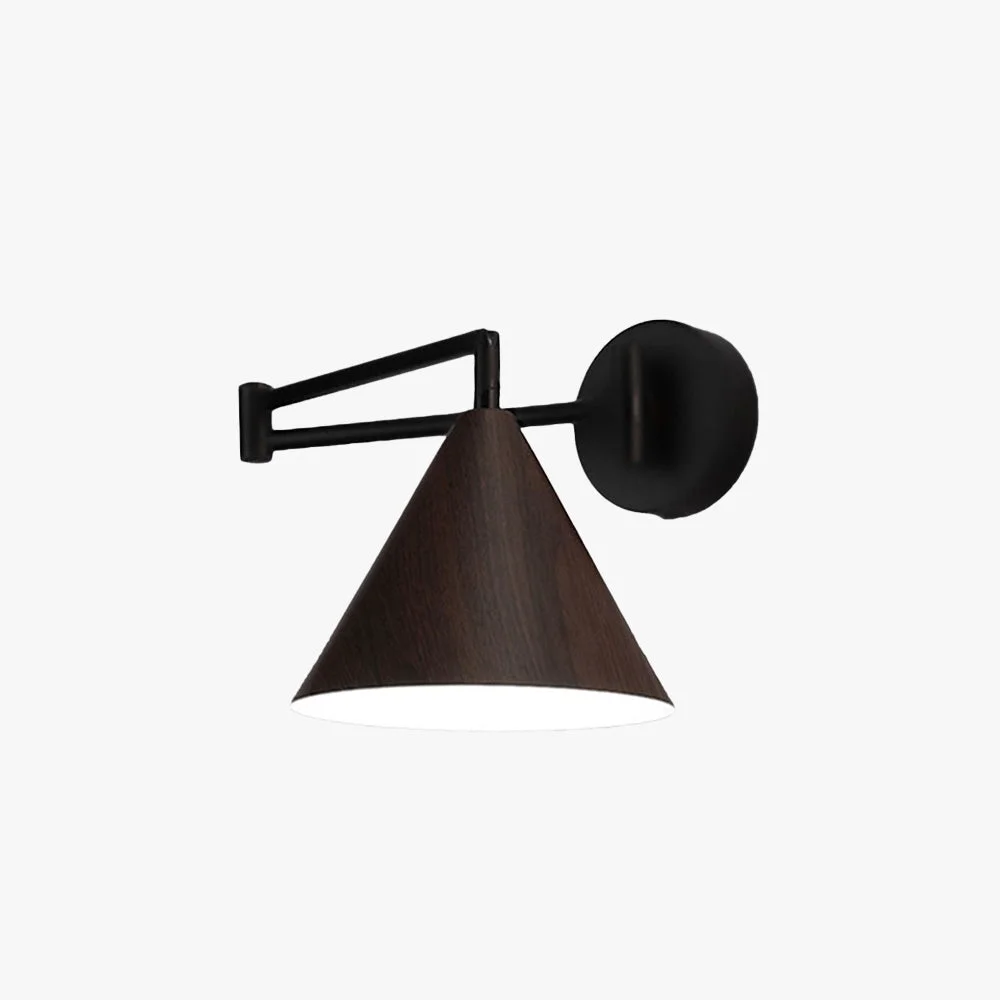 Flexible Ozawa Cone Shaped Adjustable Wall Lamp Metal Wood Bedroom Fashionable
