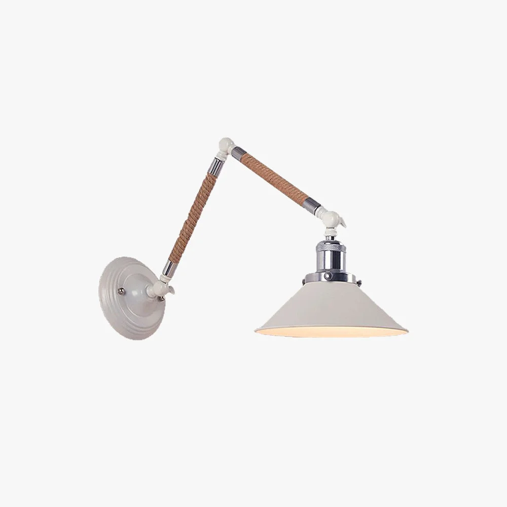 High-Performance Carins Wall Lamp Hemp Modern Rope Metal Adjustable White Bedroom Lightweight