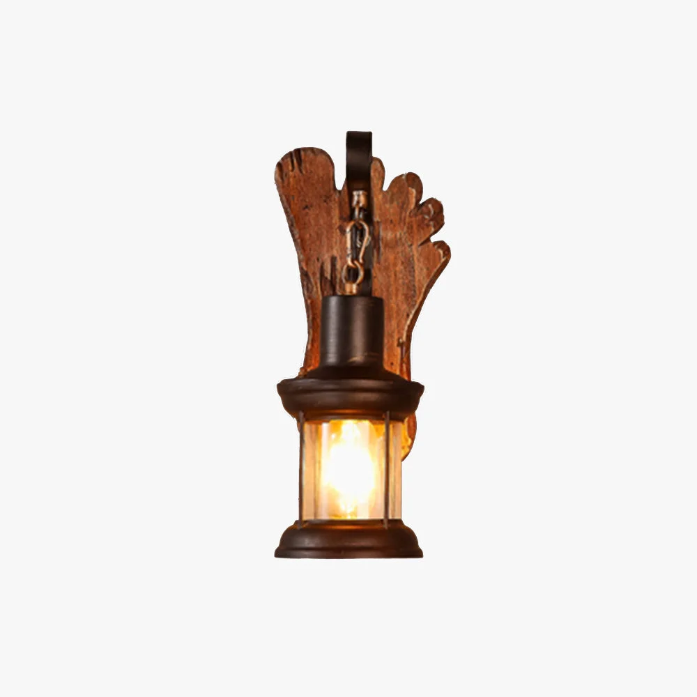Easy-to-Use Austin Wall Lamp Foot Shape Vintage Wood Metal Dining Room Artisan