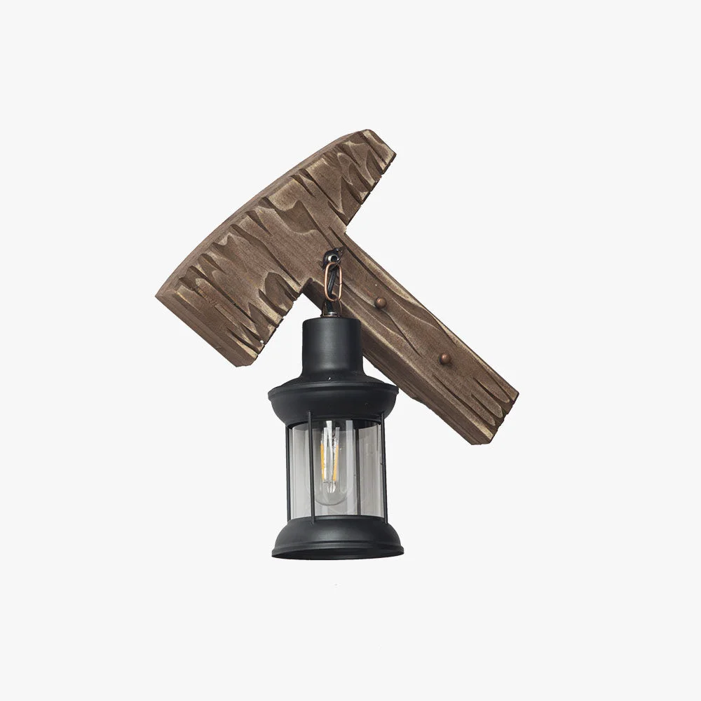 User-Friendly Austin Wall Lamp Hammer Shape Vintage Wood Metal Bedroom Excellent