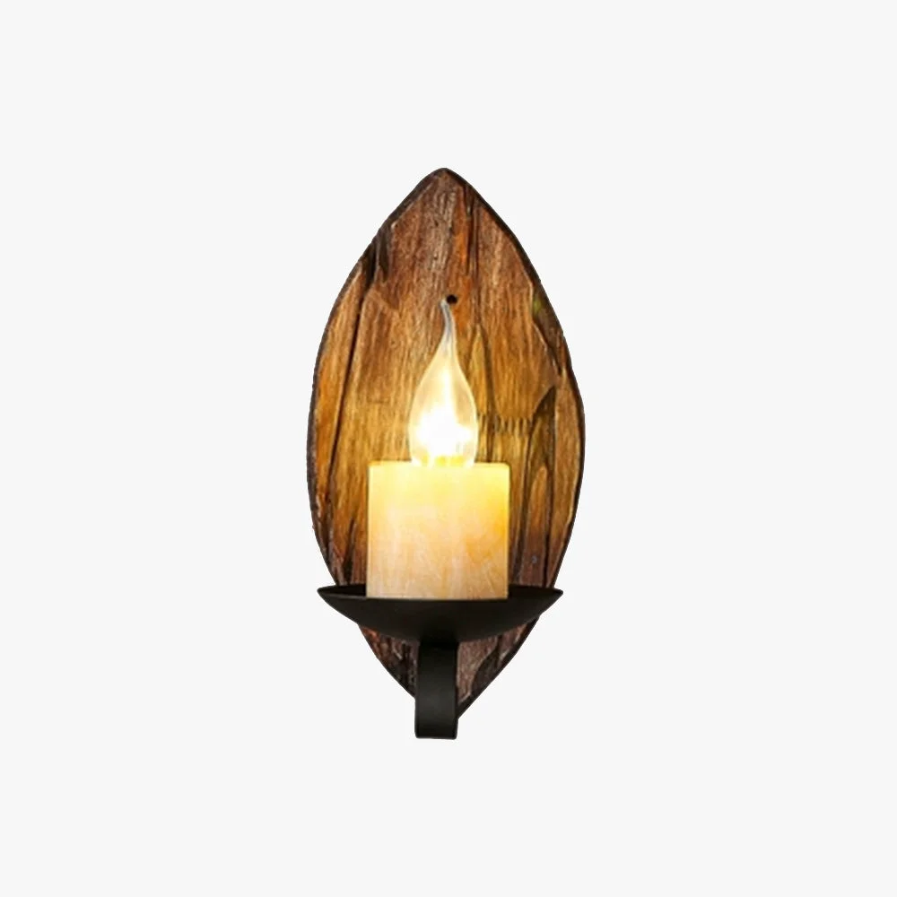 Dependable Austin Vintage Leaf Shape Wood Metal Wall Lamp Living Room Specialty
