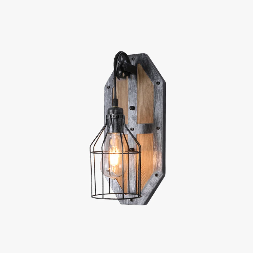 Consistent Austin Vintage Bird Cage Wood Metal Wall Lamp Dining Room Bedroom Trendy
