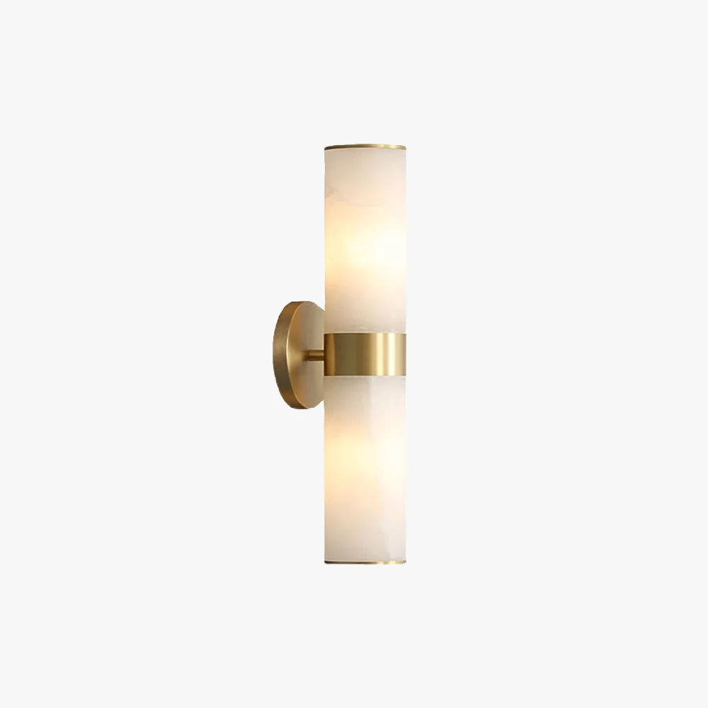Superior Chan Modern Double Headed Metal Stone Vanity Wall Lamp Brass Green