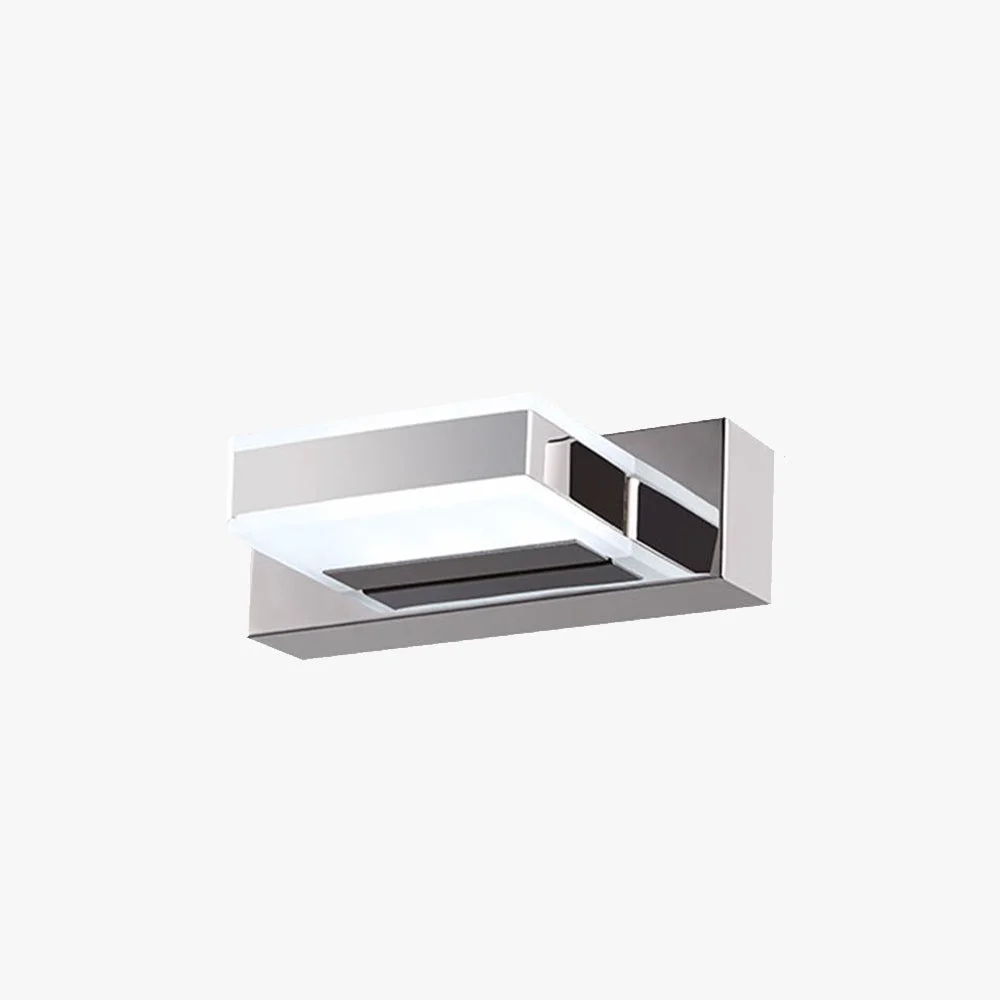 Fine Leigh Modern Square Acrylic Mirror Front Vanity Wall Lamp Chrome Trendy