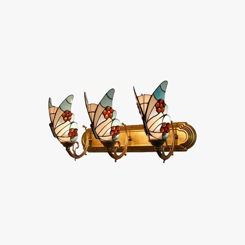 Powerful Kady Artistic Butterfly Metal Glass Lamps Wall Red Blue Multi-Color Light Blue Fine Crafted