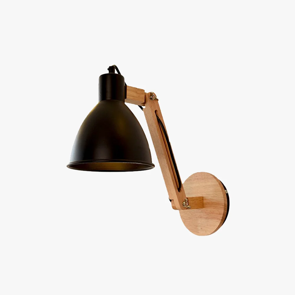 Trusted Brady Wall Lamp Dome Modern Adjustable Metal Wood Black White Bedroom First-Class