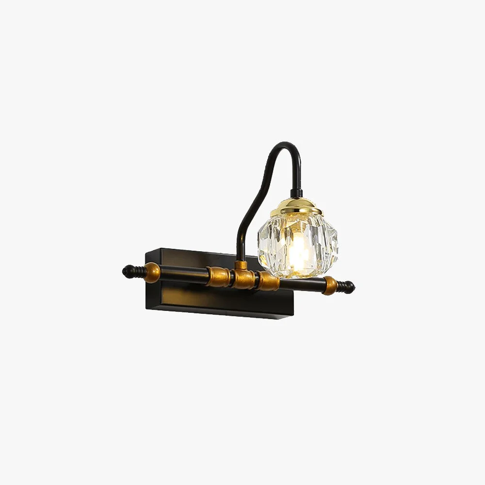 Casual Kristy Vintage Crystal Globe Vanity Wall Lamp Black Bathroom Classic
