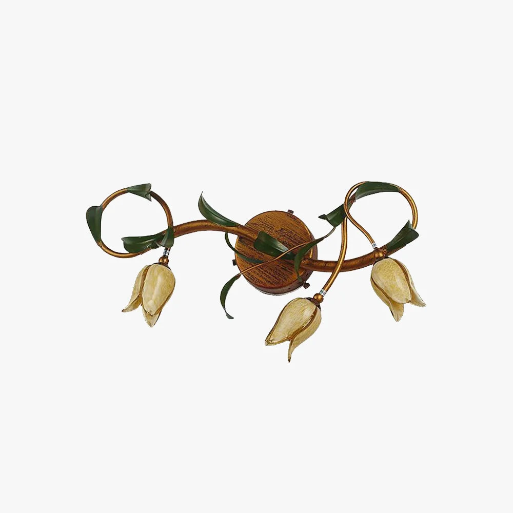 Detailed Félicie Vintage Flower Metal Glass Wall Lamp Copper Fine Crafted