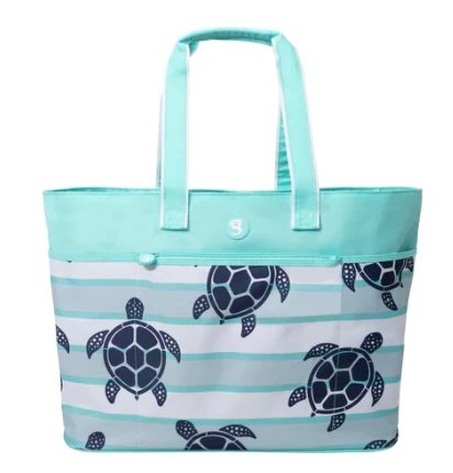 Environmentally Friendly Beach Tote – Teal Turtle Toss Official