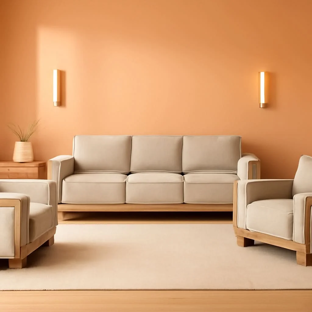 Clean Oran Modern Sofa Set With Track Arms Light Brown Living Room Effective