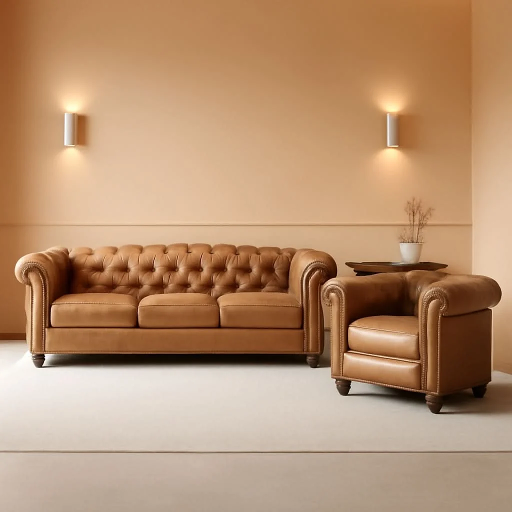 Elegant Two Piece Air Leather Sofa Set For Living Room Home Decor Top-Quality