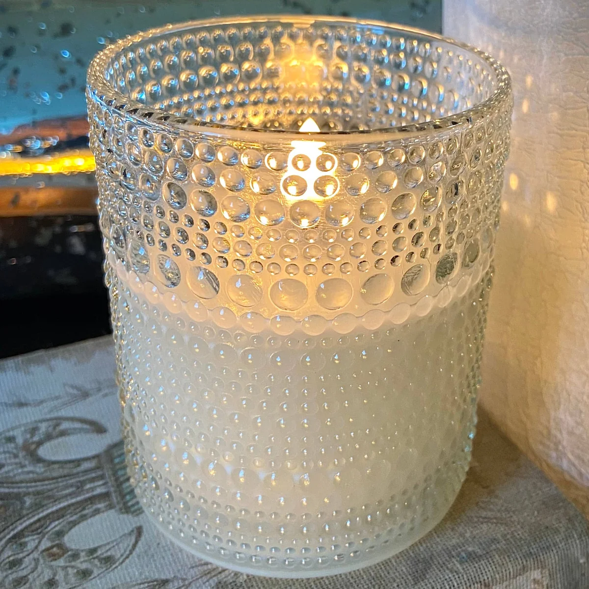 Natural Radiance Beaded 4-inch LED Jar Candle Innovative