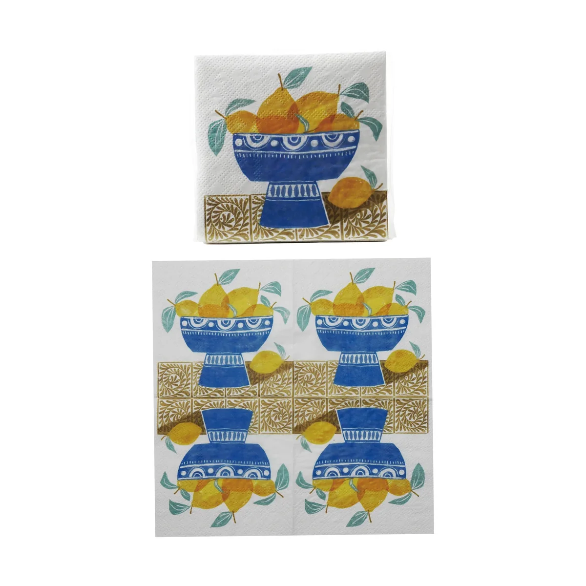 Outstanding Paper Cocktail Napkins with Fruit in Bowl Pattern Relaxed