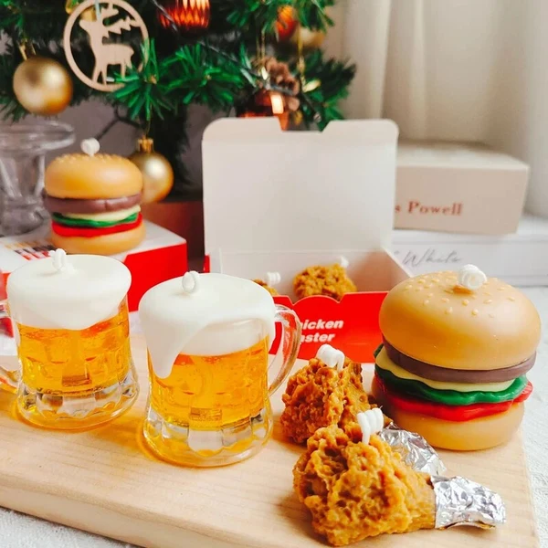 Exclusive Soy Wax Beer and Fast Food Themed Candles Sustainable