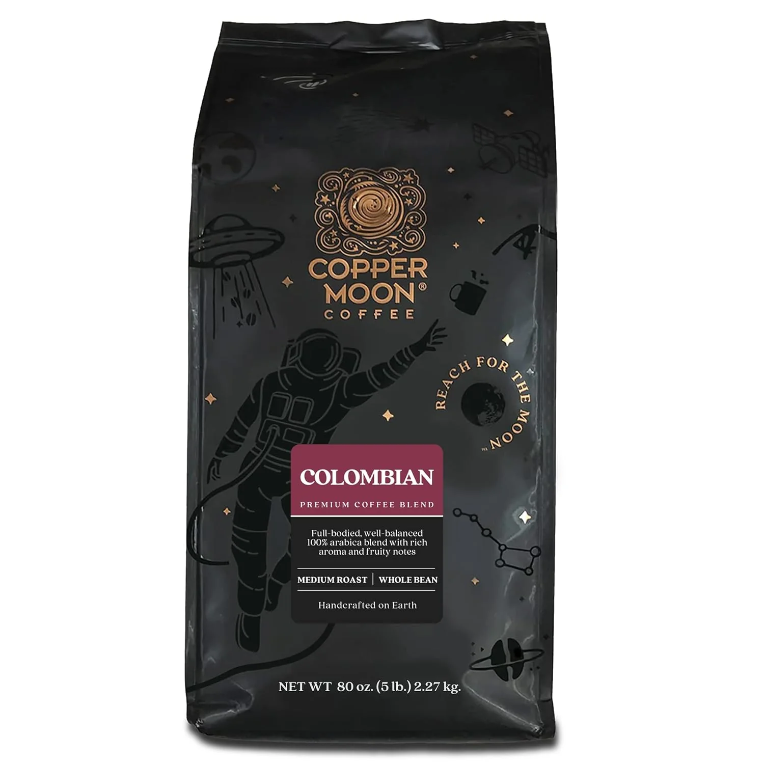 Innovative Copper Moon Medium Roast Whole Bean Coffee Colombian Blend 5 Lb Long-Lasting