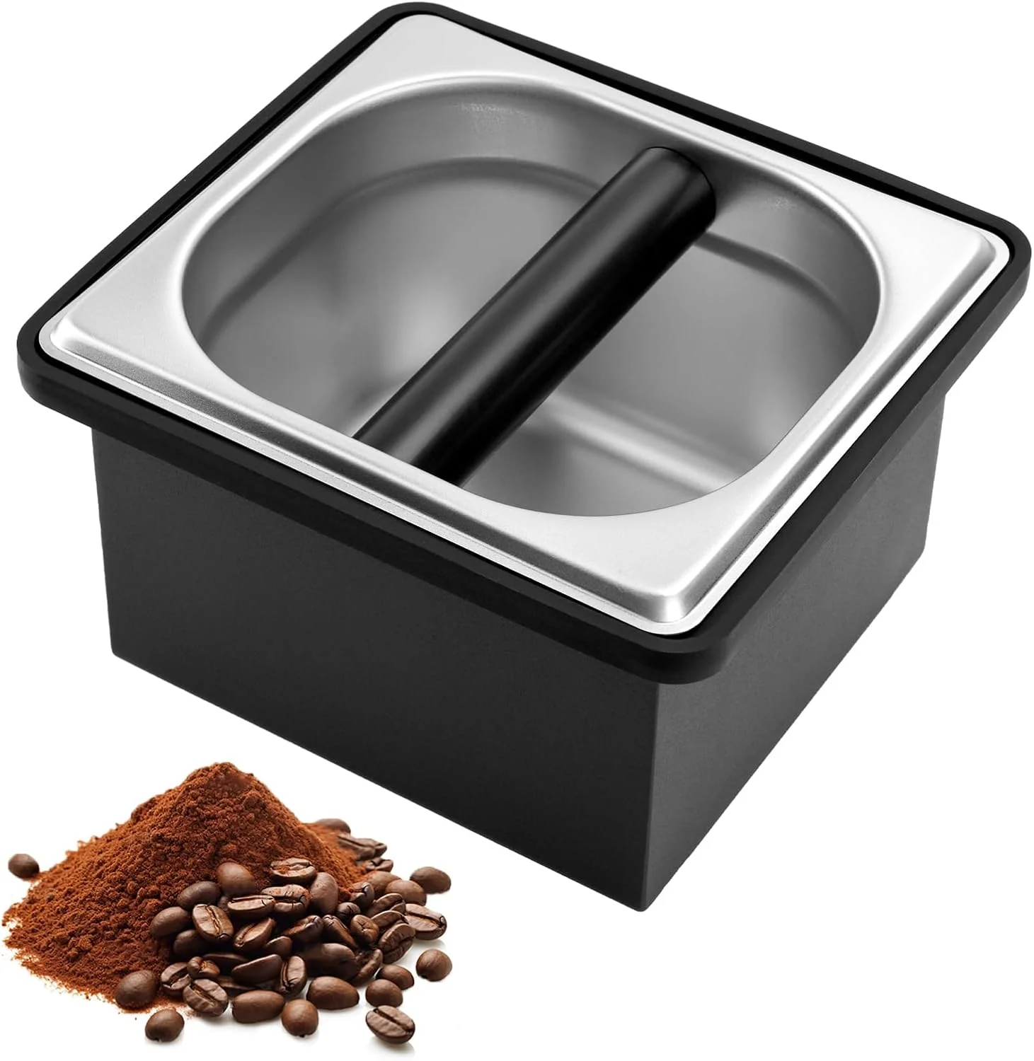 High-Quality Espresso Knock Box Stainless Steel Coffee Knock Box Large Capacity Coffee Pucks Container Espresso Machine Tool for Coffee Ground Small Functional