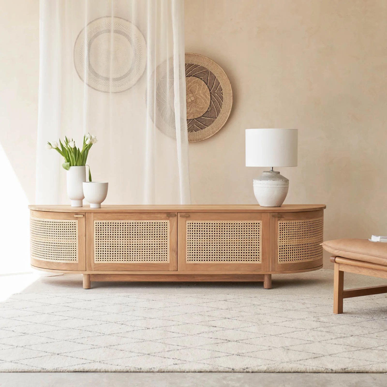 Eco-Friendly Luna TV Console Teak – Natural 210cm High-Performance