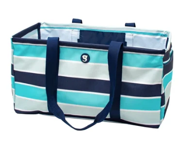 Advanced Large Utility Tote – Blue Grey Wide Stripe Authentic