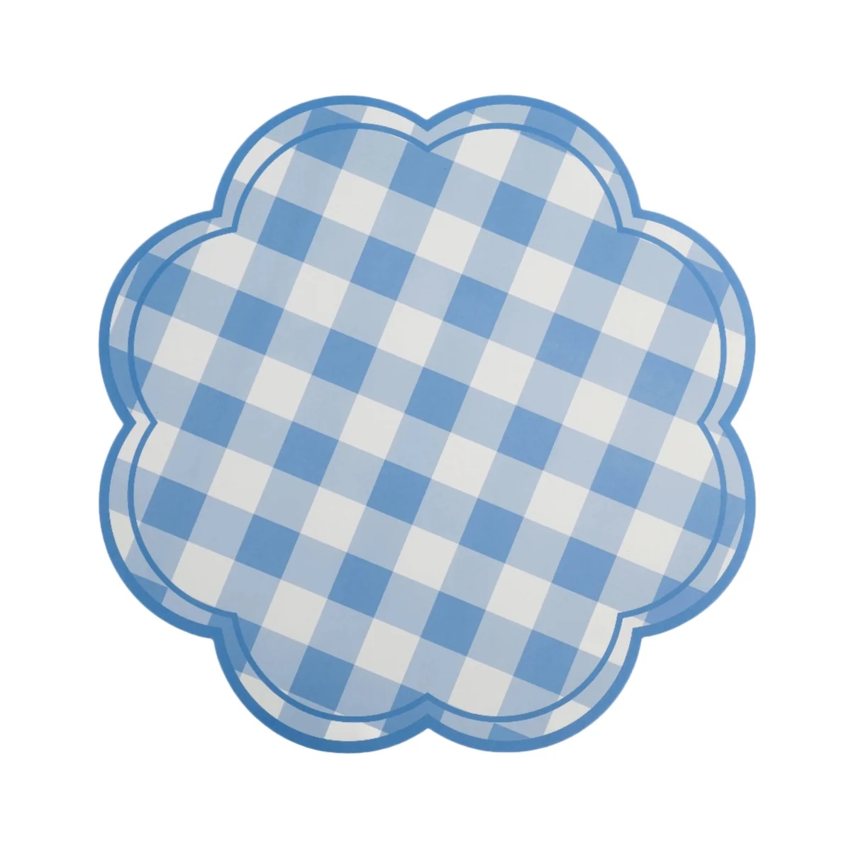 Classic Blue Gingham Soft Scallop Placemat Premium