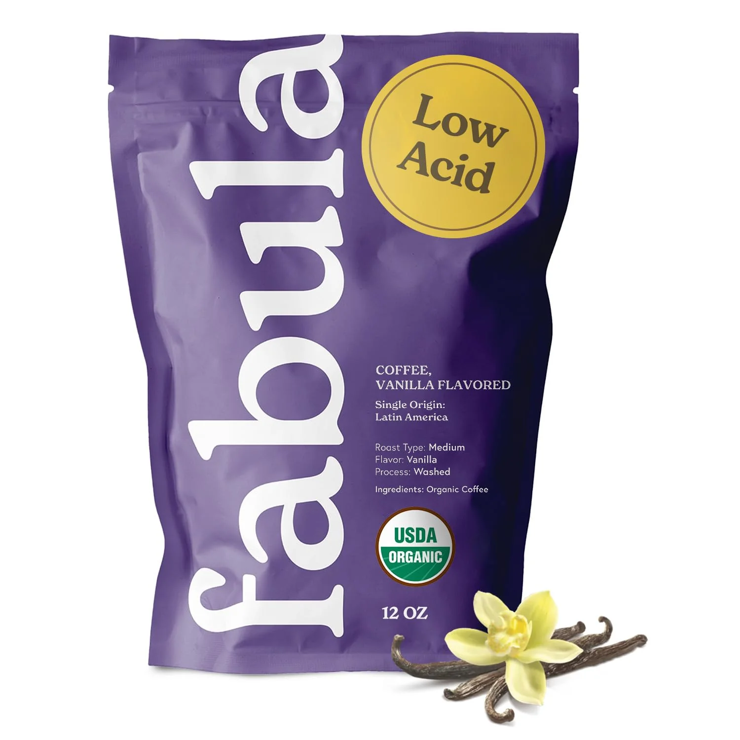Safe Fabula Vanilla Flavored Organic Coffee Freshly Ground – Organic – Low Acid – Single Origin – Non-GMO – Mold – 12 Ounces Sustainable