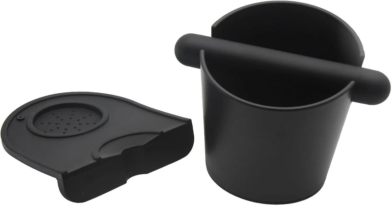 Crafted 5inch Knock Box Espresso Knock Box Silicone coffee Tamper Mat Espresso Machine Accessories Set of 2 with Removable Knock Bar and Anti-Slip Base for Premium