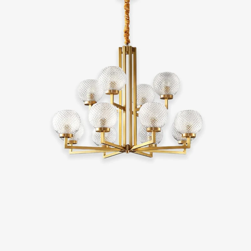 Fast Ribbed Glass Brass Chandelier Casual
