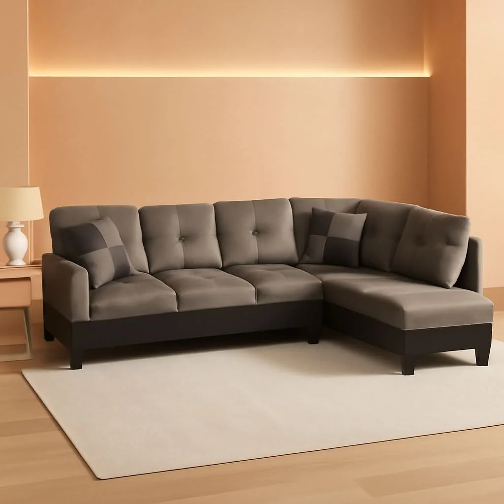 Excellent Two Piece L Shape Sectional Sofa Set With Chaise In Taupe Microfiber R Versatile