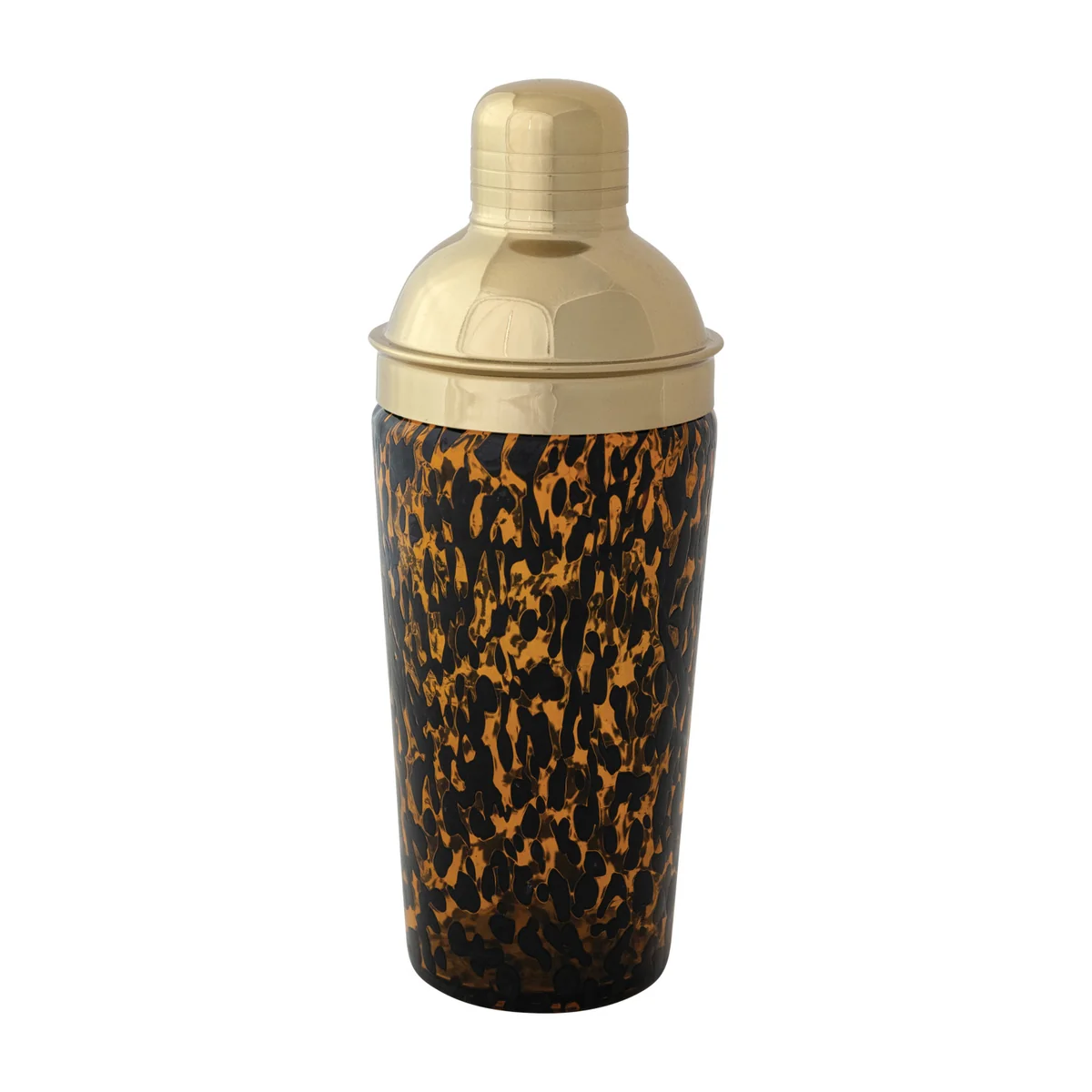 Selected Confetti 20 oz. Glass Cocktail Shaker w Stainless Steel Top Tortoise Shell Gold Finish Durable