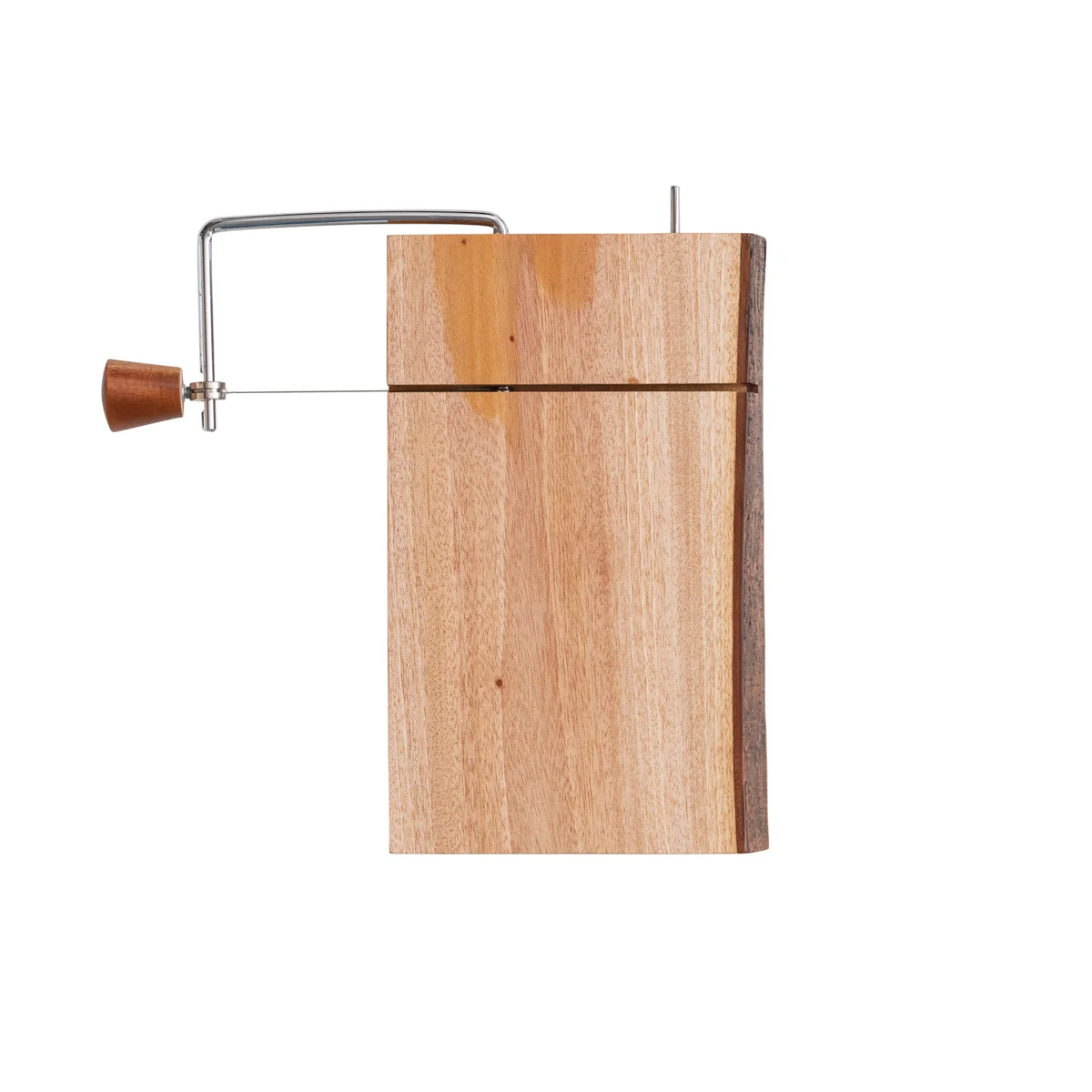 Professional Mahogany Wood Stainless Steel Cheese Slicer w Bark Edge Quality