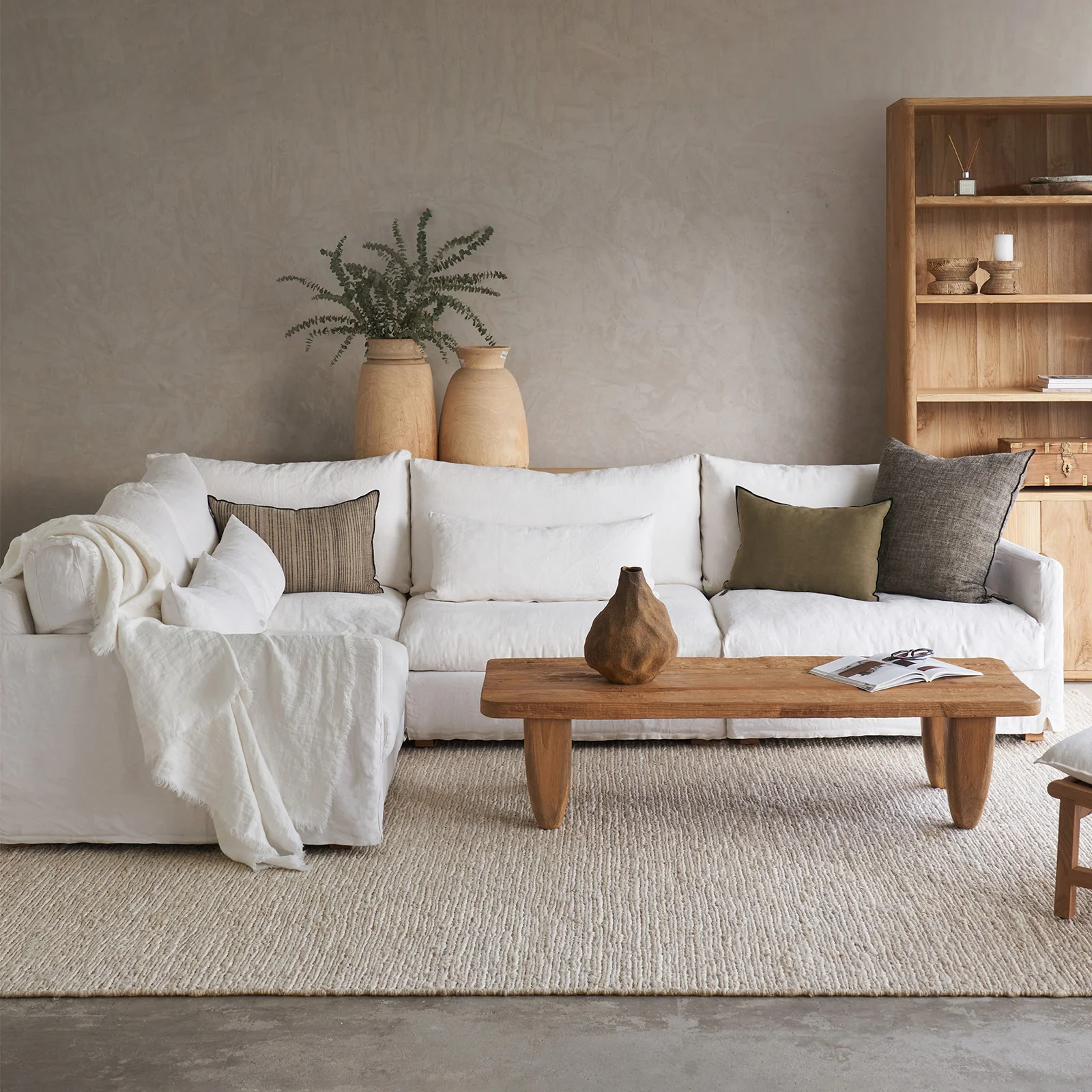 Unique Island Modular Corner Fabric Sofa Optic White 320cm Outstanding