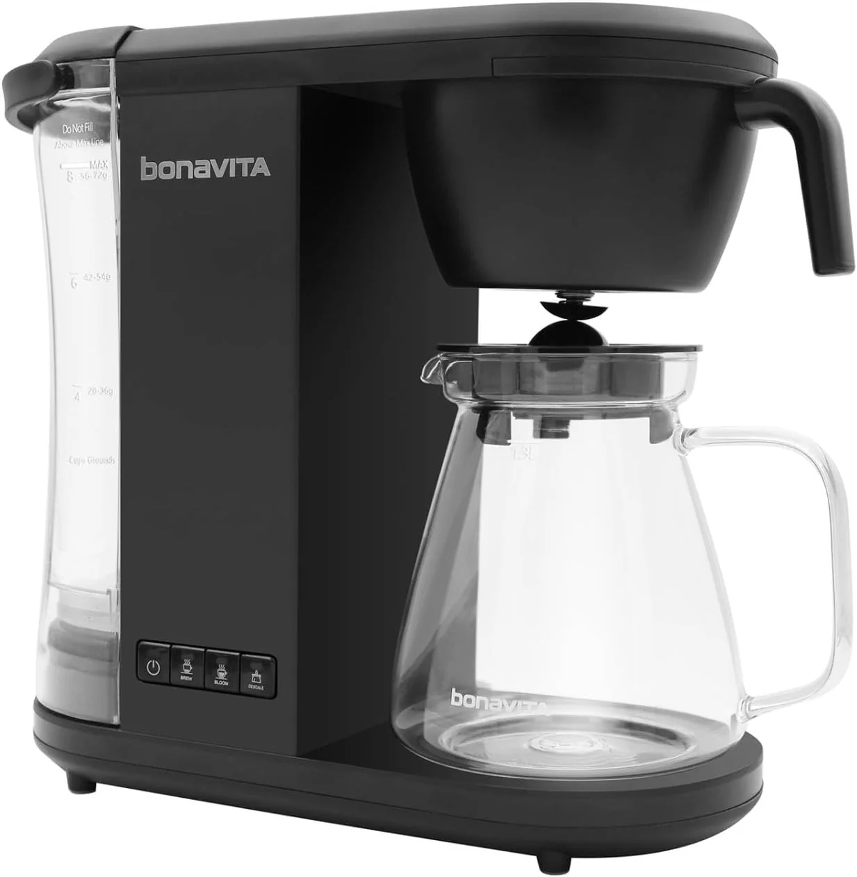 Practical Bonavita Enthusiast 8 Cup Drip Coffee Brewer Pour Over SCA Coffee Machine with Glass Carafe Stainless Steel Panel Removable Reservoir Effective