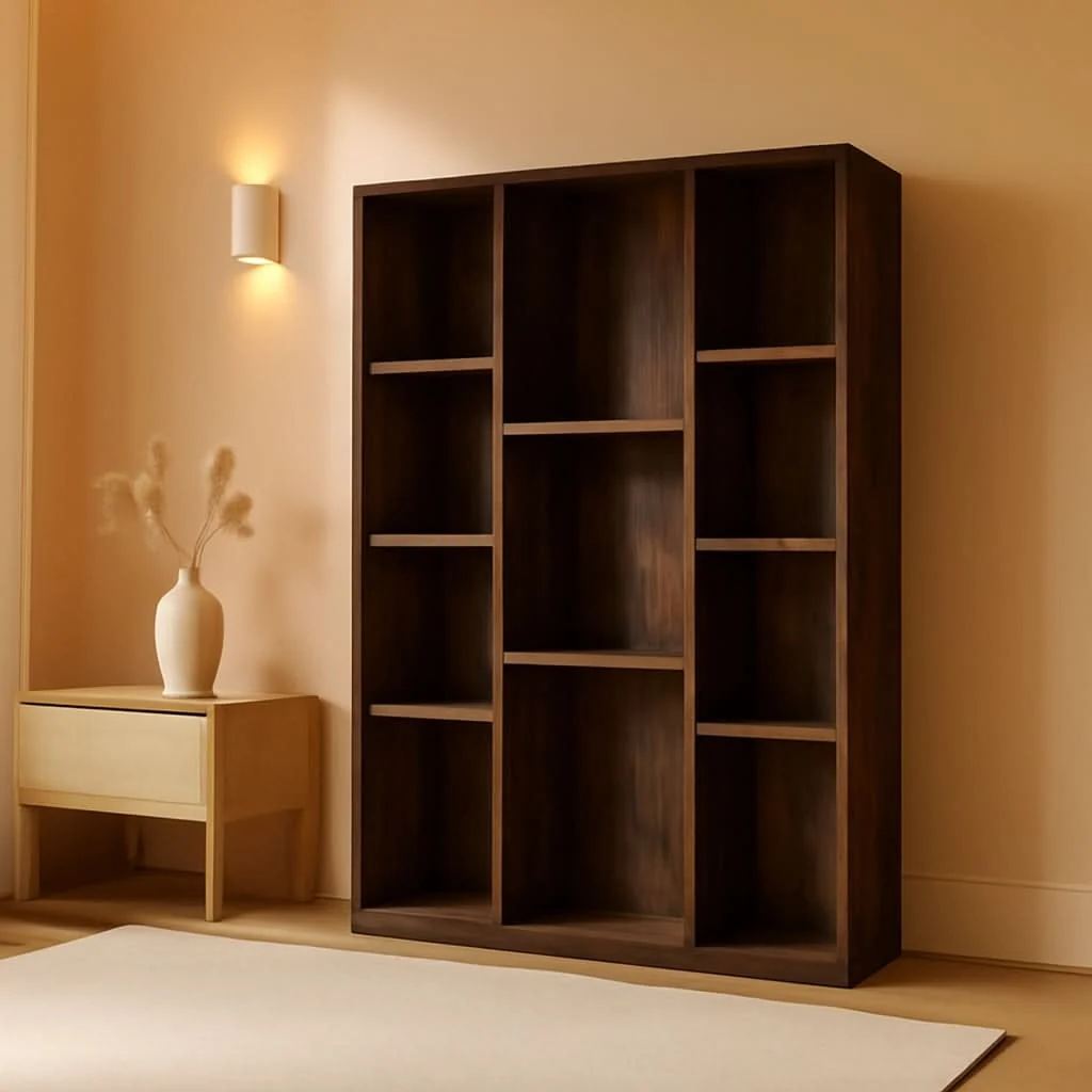 Certified Luder 11-Cube Amber Pine Bookcase For Living Room Storage Safe
