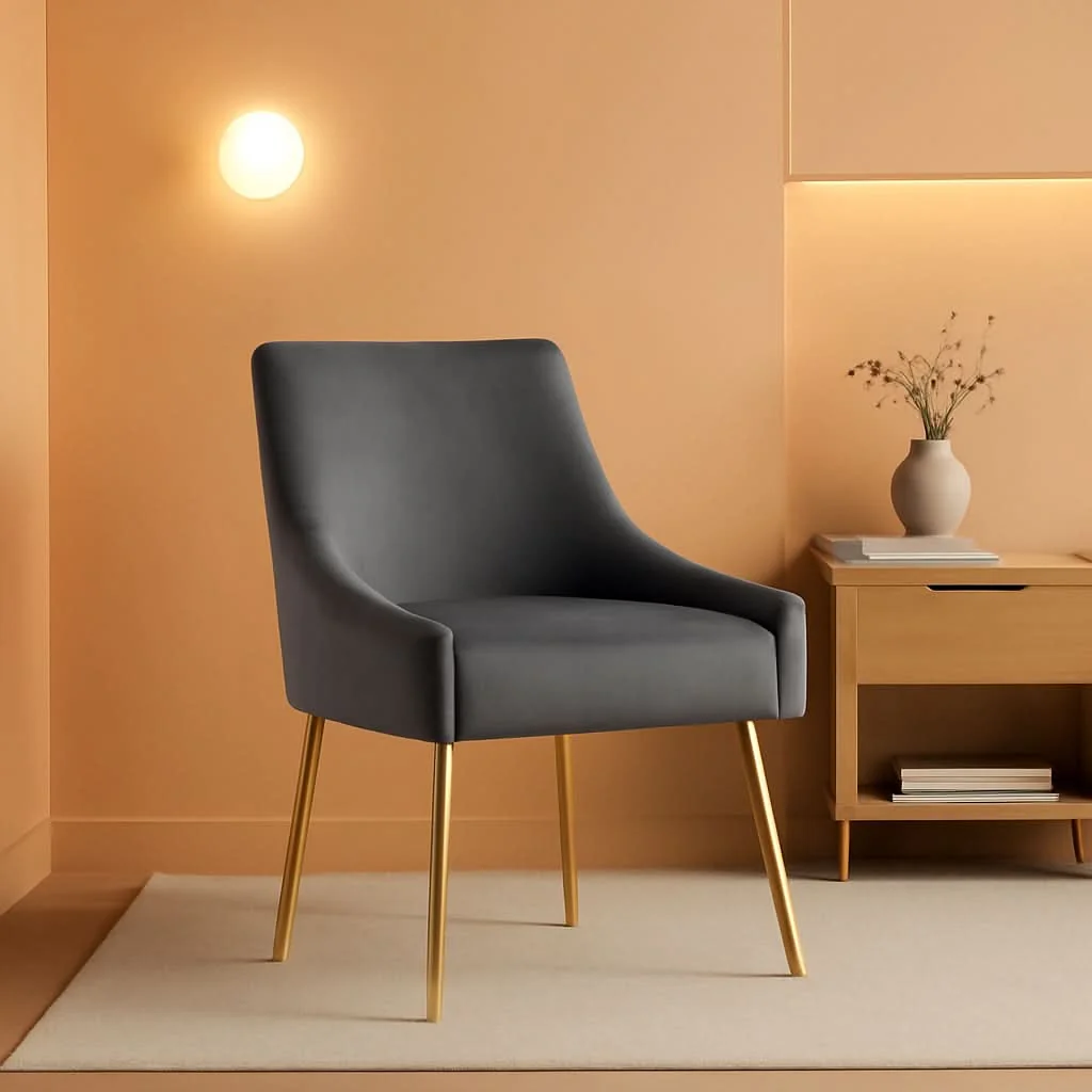 Expertly Made Discern Upholstered Performance Velvet Dining Chair Gray Natural