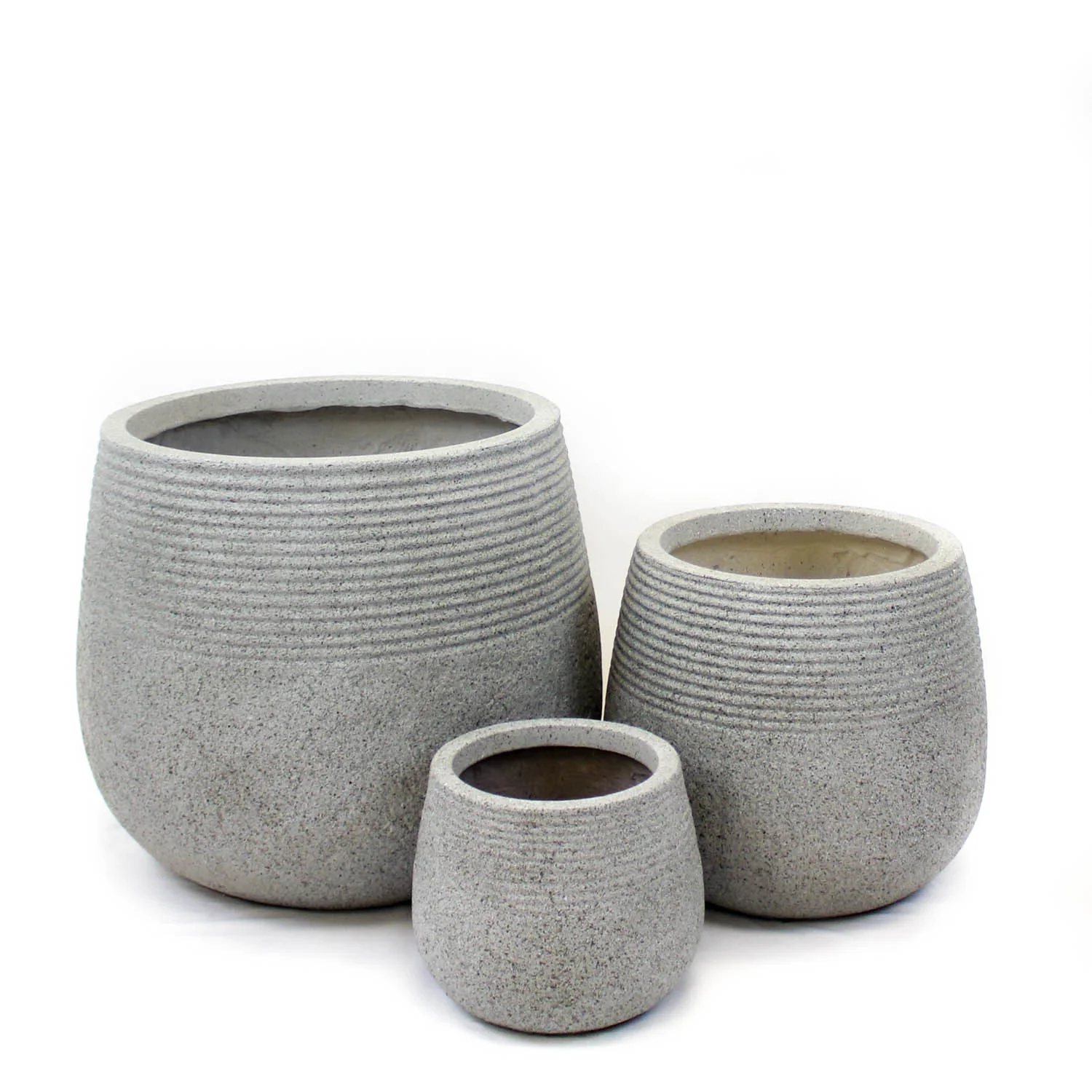 Certified Ash Fiberclay Planter Grey 9in Set of 3 Sophisticated