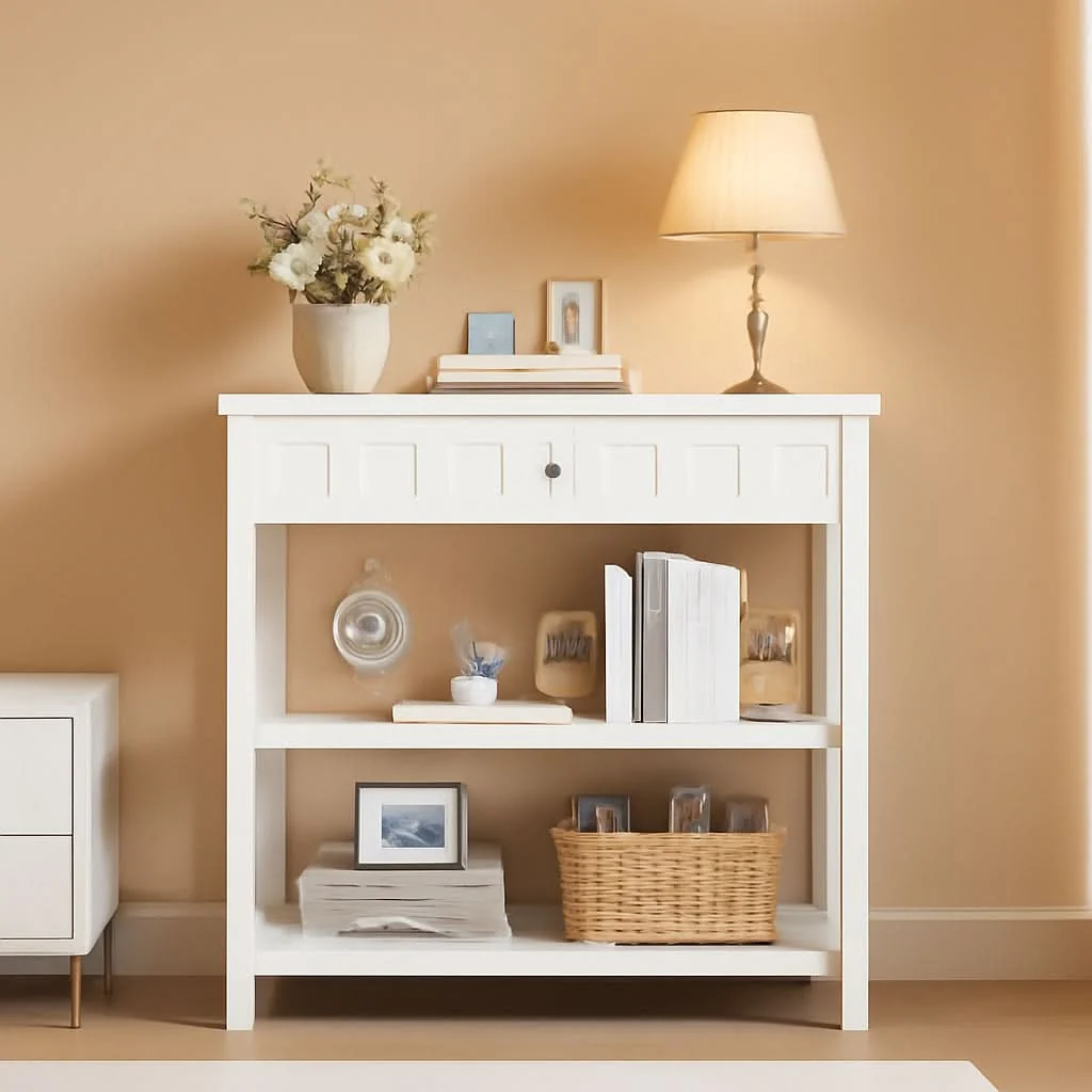 Exceptional Bookcase With Drawer In White Oak Finish For Living Room Relaxed