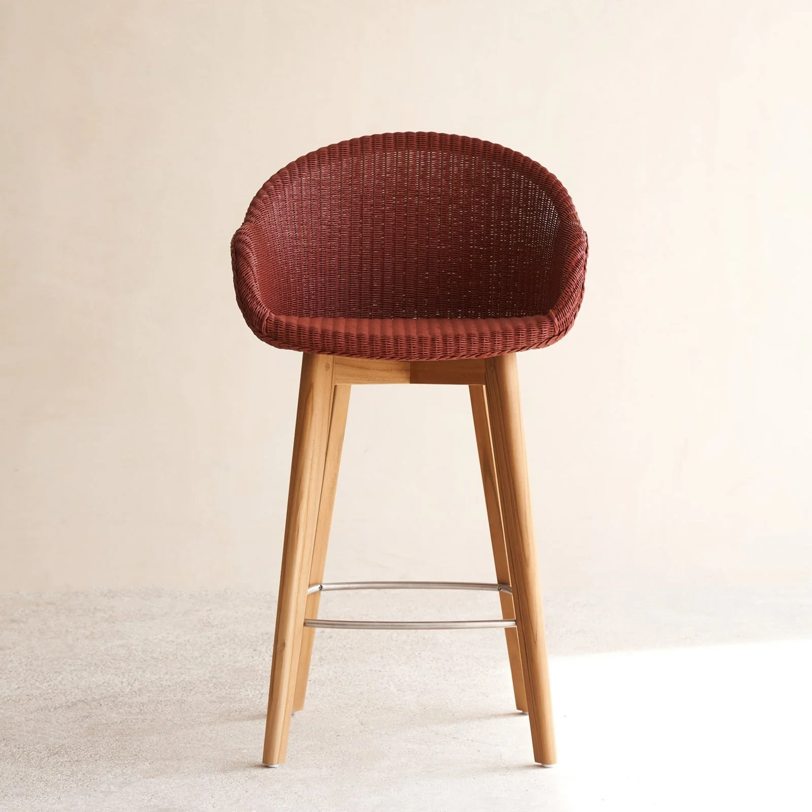 Durable Avril Counter Stool Teak Frame – Terracotta Consistent