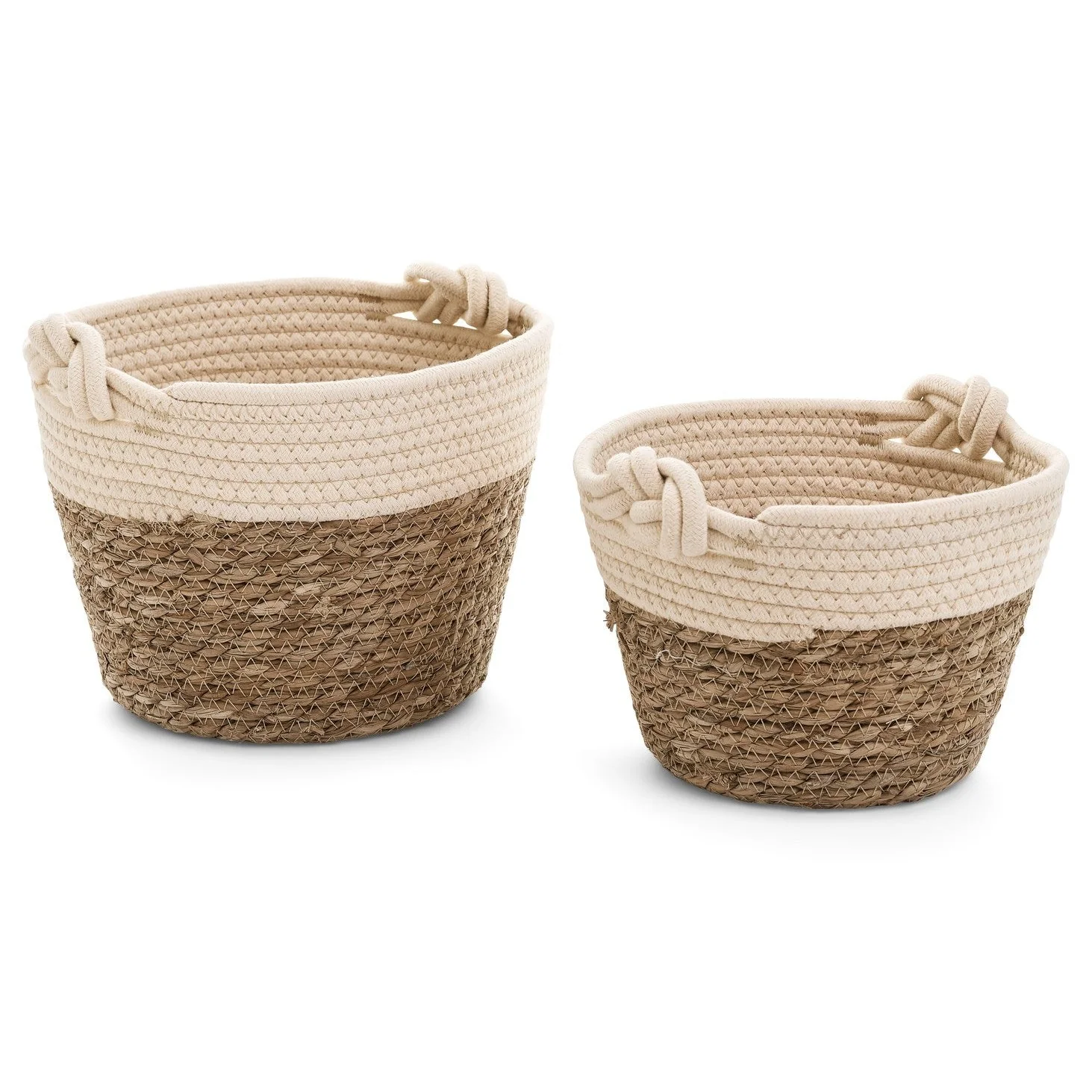 Carefully Designed Bask Cot grs Knotted Handles Cr-nat – Set Of 2 Classic