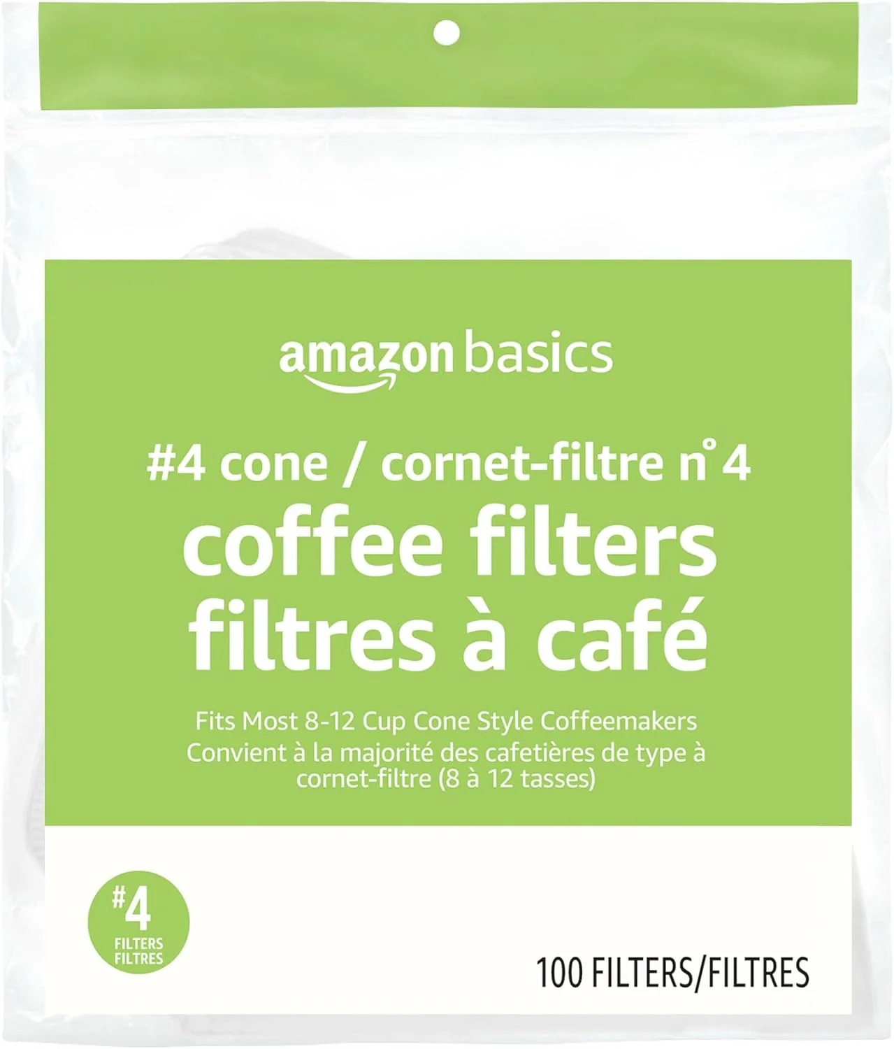 Convenient Number 4 Cone Coffee Filters for 8-12 Cup Coffee Makers White 100 Count Exceptional