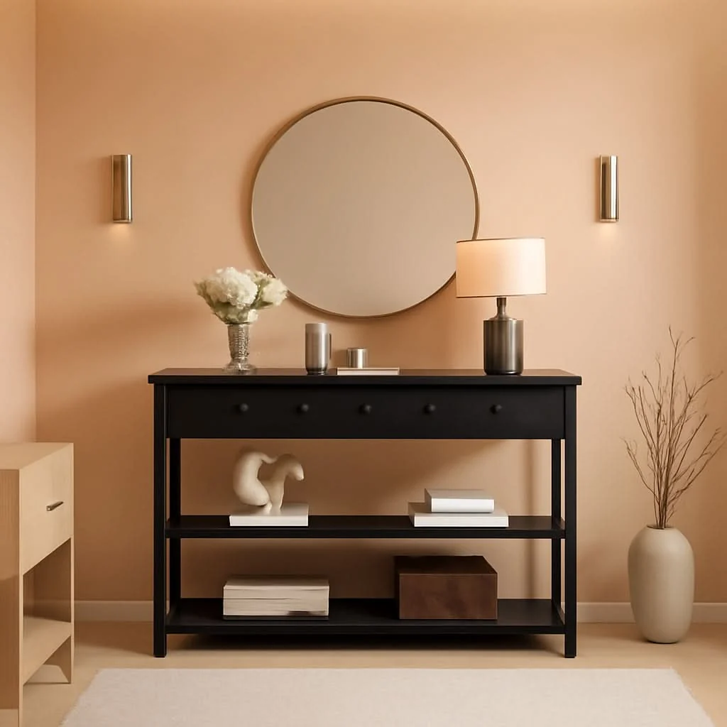 Versatile Black Console Table With USB Ports And Outlets For Living Room Relaxed