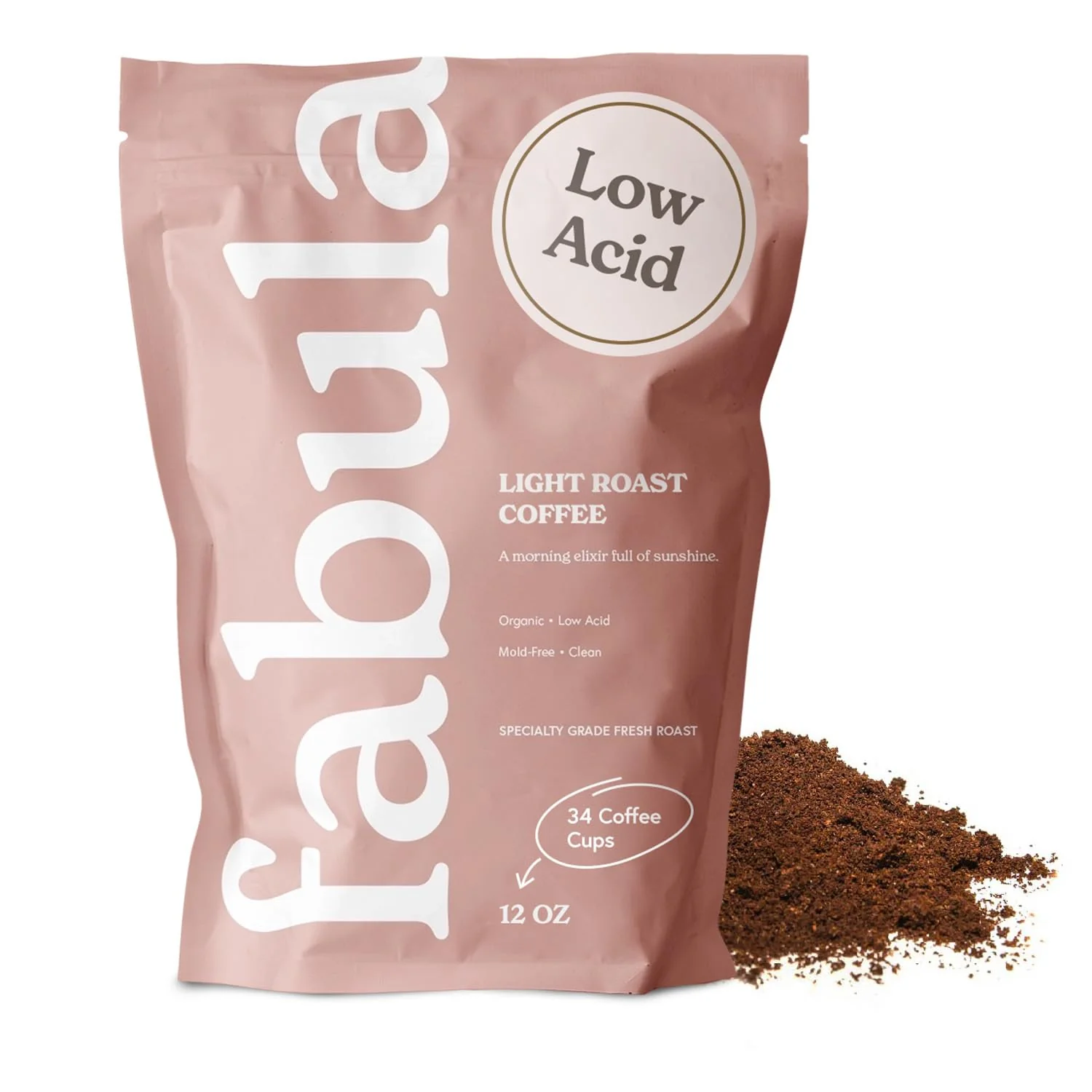 Authentic Fabula Coffee Light Roast Freshly Ground – Organic – Low Acid – Single Origin – Non-GMO – Mold – 12 Ounces Consistent