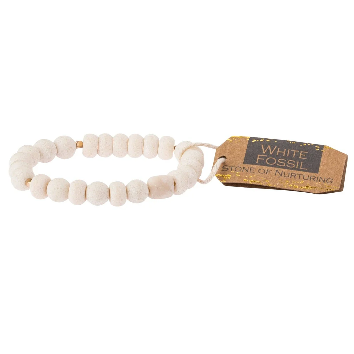 Exceptional White Fossil Stone Bracelet Stone of Nurturing Secure