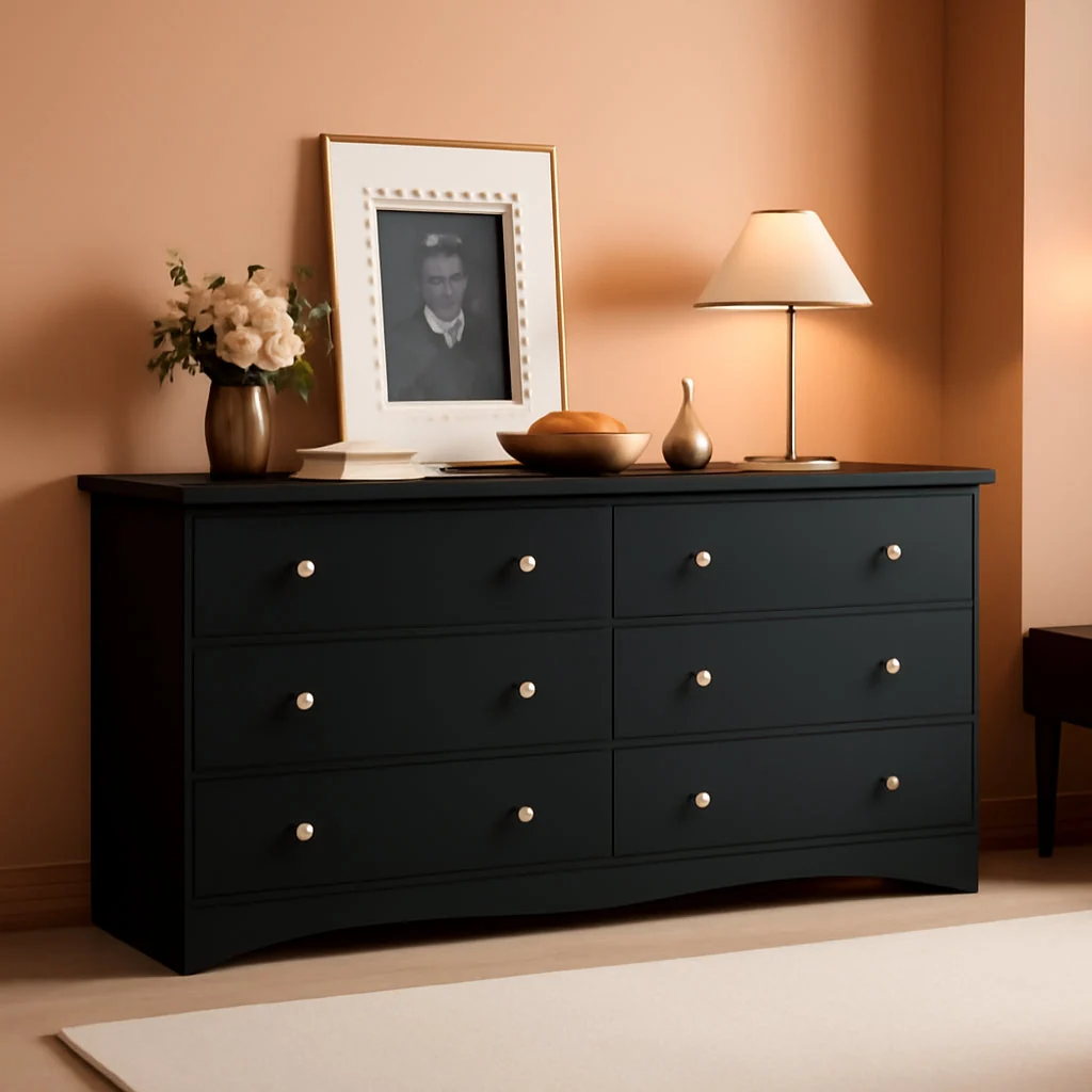 Crafted Black Premium Bedroom Dresser With Storage Drawers Convenient