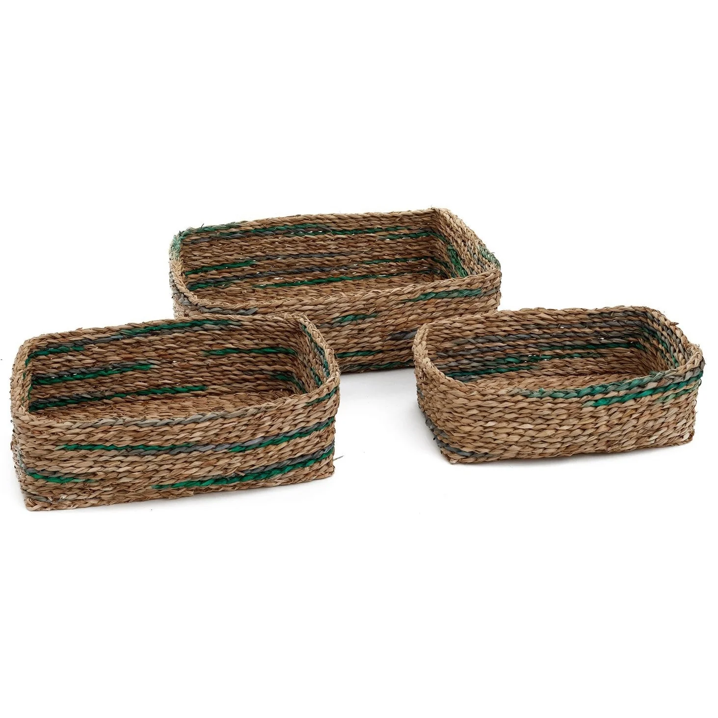 Expertly Made Seagrass Rectangle Baskets – Set of 3 Soft