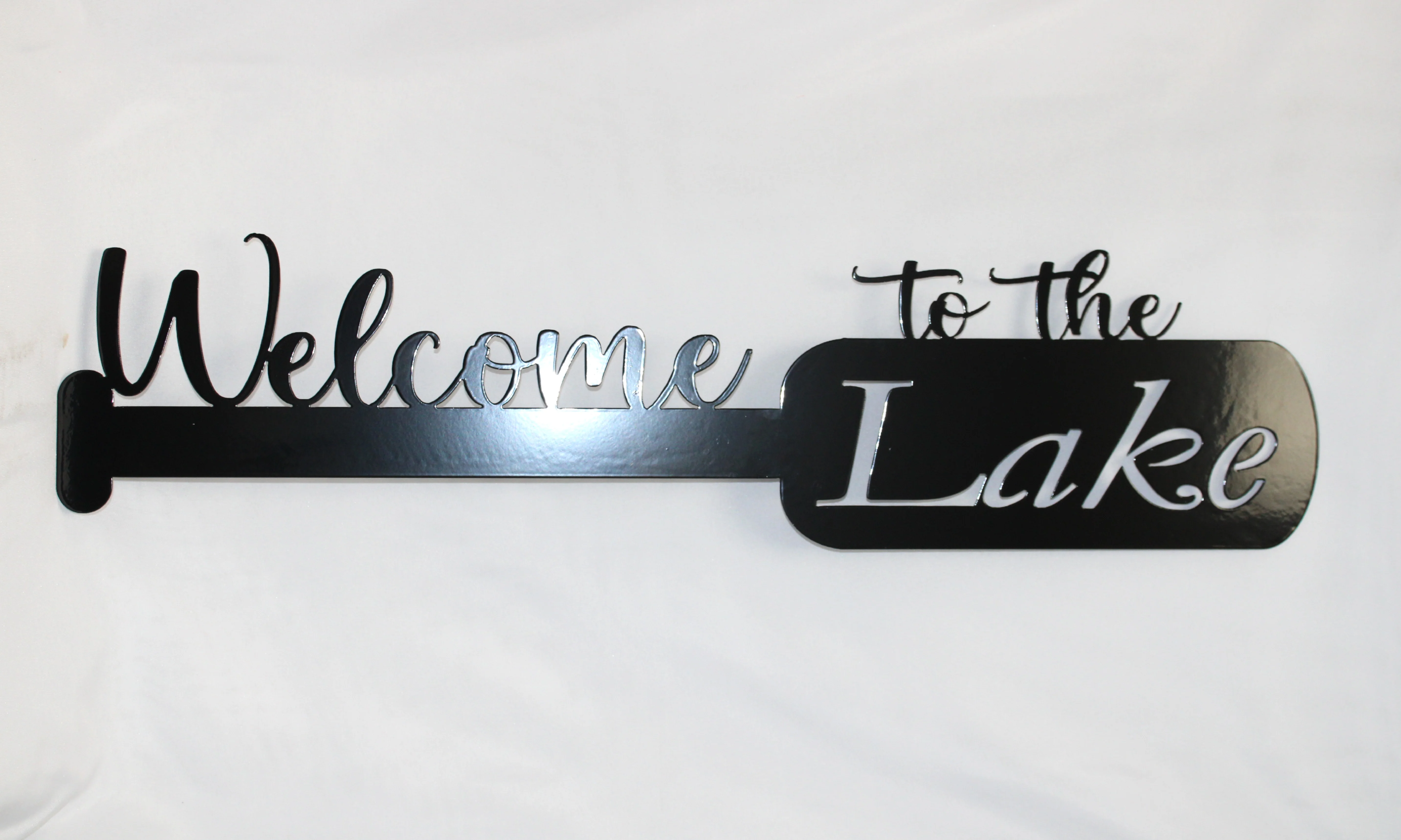 Professional Welcome to the Lake Paddle Metal Wall Art 36 x 9.5 Relaxed