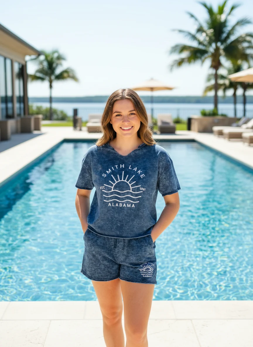Breathable Ladies Mineral Wash Raw Edge Short – NAVY – SMITH LAKE Top-Quality