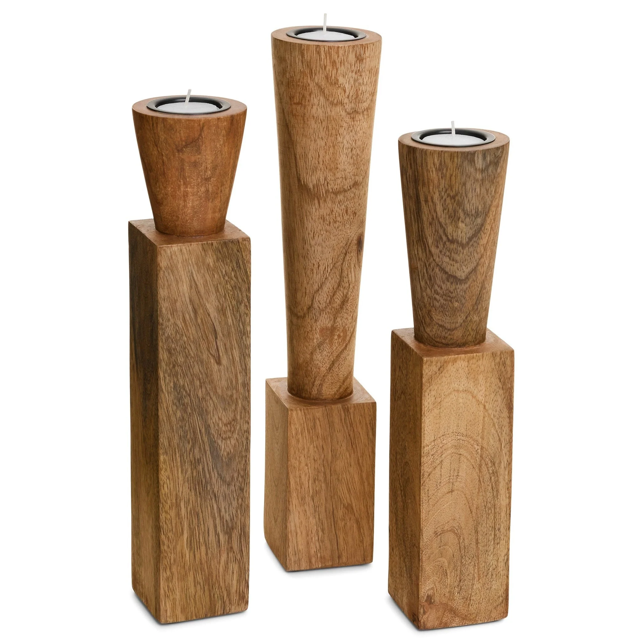 Prestigious Sassari Large Candle Holder Mango Wooden Natural Optimized