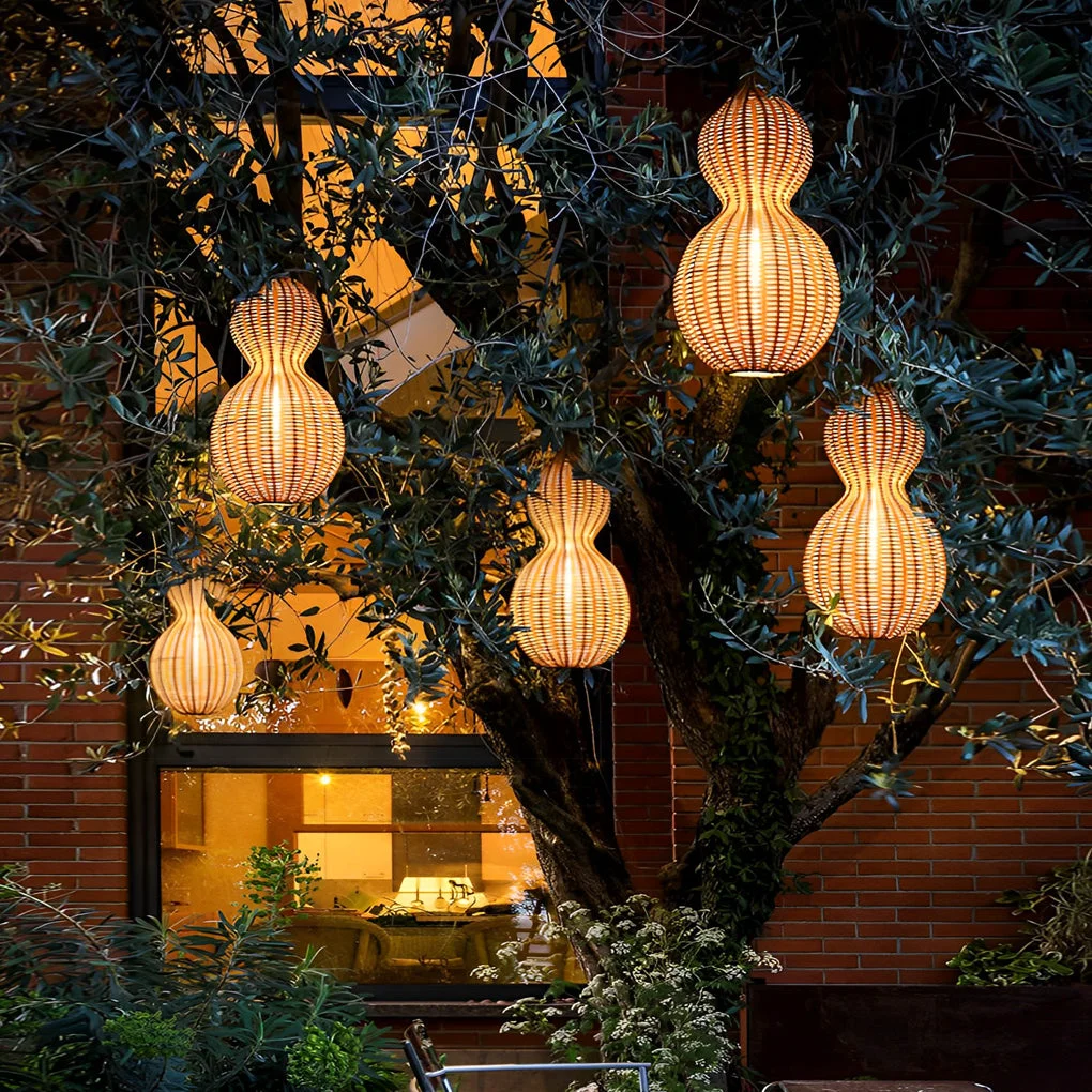 Dependable Rattan Gourd Waterproof Retro Outdoor Chandelier Porch Lights Wall Lamp Fine Crafted