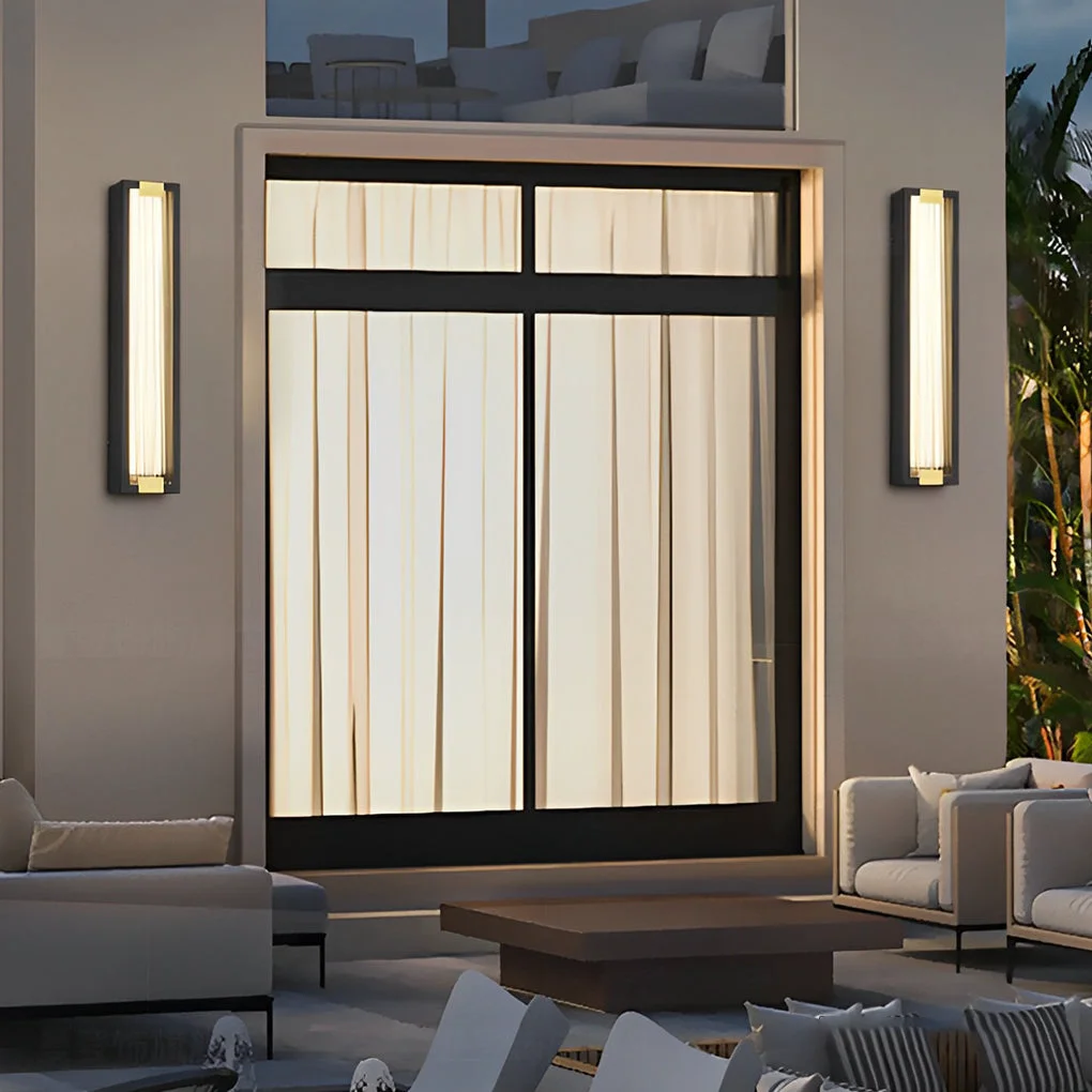 Premium Rectangular Strip Waterproof LED Black Modern Porch Lights Wall Sconces Organic